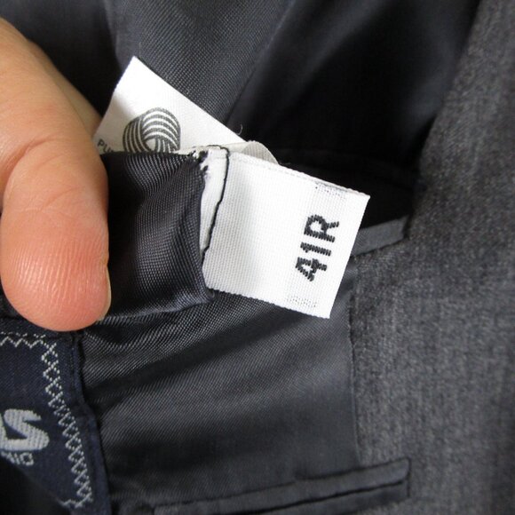 Burberry London Mens Solid Gray Wool Two Button Suit Size 41R Pants 35 X 31 - Picture 7 of 11